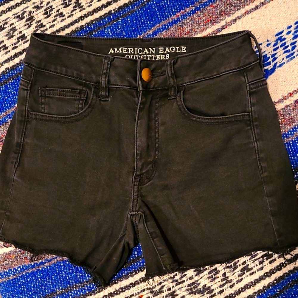 American Eagle Outfitters Hi-Rise Shortie Black Cutoff Shorts, Size 2